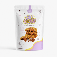Sachet Doypack Personnalisé Imprimé Qualité Alimentaire pour Biscuits, Sachet Mat pour Biscuits aux Pépites de Chocolat Arabe 480g