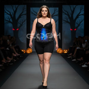 Corsé Sublimado con Estampado de Mano de Zombie, Estilo Horror Oscuro, Corsé de Satén Negro Resistente para Fiestas Góticas - Product Image 3