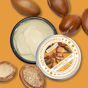 Grosir krim tubuh organik Afrika 100% Vegan kocok Shea Butter pelembab minyak Argan mentega tubuh