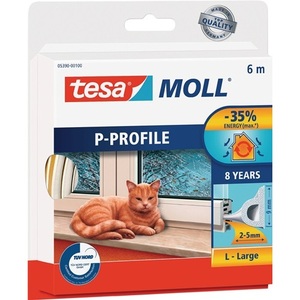 TESAMOLL 5390 Rodillo Blanco para Ventanas/Puertas W9mm X H5.5mm X L6m, Protector Contra Corrientes de Aire TESA - Product Image 1
