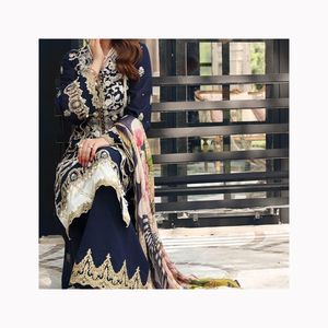 ชุดคอตตอนปักลายสไตล์อินเดียชุดคอตตอนสวมใส่สำหรับปาร์ตี้ชั้นสูง - Product Image 5