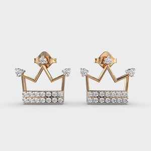 Boucles d'oreilles à motif de feuille d'or rose et de diamant les plus vendues Élégance inspirée de la nature pour les célébrations du printemps pour l'approvisionnement en gros - Product Image 1