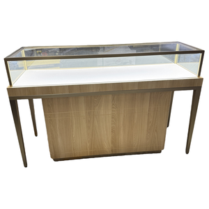 आधुनिक लकड़ी के गहने प्रदर्शनी में एलईडी लाइट ग्लास टॉप लक्जरी गहने प्रदर्शनी के साथ प्रदर्शनी कैबिनेट का प्रदर्शन - Product Image 1