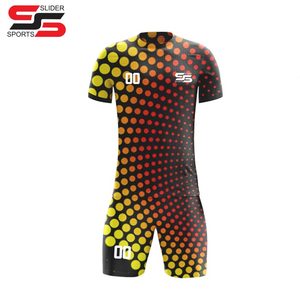 Venta al por mayor OEM uniforme de fútbol personalizado impresión por sublimación de manga corta y pantalones de poliéster de alta calidad uniforme de fútbol de secado rápido - Product Image 3