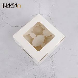 Caja para cupcakes Huamao de papel blanco con ventana transparente en tamaños 1/2/4/6/8/12, caja para cupcakes de calidad alimentaria con logo personalizado para bodas y fiestas - Product Image 4