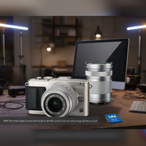Appareil photo numérique hybride 16MP avec kit double objectif 14-42mm et 40-150mm, écran tactile inclinable de 3 pouces, stabilisation d'image 3 axes et carte mémoire SD - Product Image 3