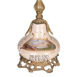 Antique Brass Decorative <b>Table</b> <b>Lamp</b> with Porcelain Base, Classic Fabric <b>Shade</b>, and Artistic Hand Painted Design - Product Image 5