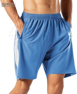 Shorts de course décontractés d'été, taille mi-haute, entraînement haute performance, poches zippées, logo personnalisé, motif uni, teinture unie, élastique, homme - Product Image 3