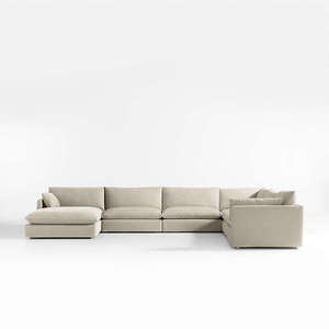 Unwind Modular 6-Piece L-Shaped <b>Slipcovered</b> Sectional <b>Sofa</b> Set Chaise Lounge Fabric One Seat Furniture Sponge Filling Material - Product Image 4
