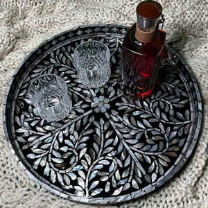 Plateau de service en nacre fait main rustique élégant et moderne pour les restaurants et les hôtels Plateau de service de haute qualité - Product Image 1