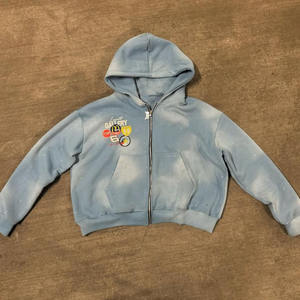 Custom Design Cotton Blended Made Men Hoodies Light Weight <b>Top</b> Quality <b>Distress</b> Embroidery Hoodies For Men - Product Image 1