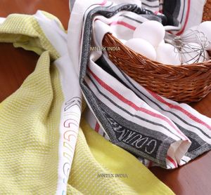 Fil de serviette de cuisine teint rayures Jacquard 100% coton maison industriel vente en gros fabricants bon marché personnalisé Fiber naturelle - Product Image 1