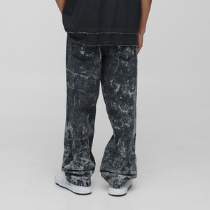 Pantalones Vaqueros de Pierna Recta a Precio Accesible al por Mayor, Lavados a la Piedra, Ligeros, de Pierna Ancha, Estilo Urbano, Holgados para Hombre - Product Image 3