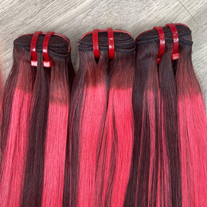 Extensions de cheveux vierges vietnamiens super double, lisses comme des baguettes, rose piano, 100g, avec dentelle transparente - Product Image 3