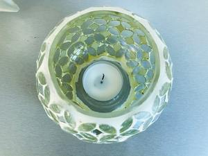 Portavelas Redondo de Vidrio con Mosaico Elegante, Decoración para Fiestas, Portavelas de Vidrio con Mosaico - Product Image 2