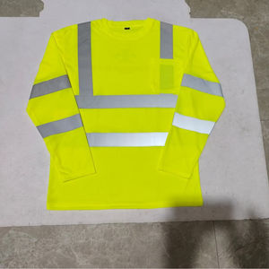Fluorescent High Visibility Reflective Safety <b>Long</b> Sleeve <b>Shirt</b> Quick Dry 100% Cotton Construction Workwear - Product Image 1