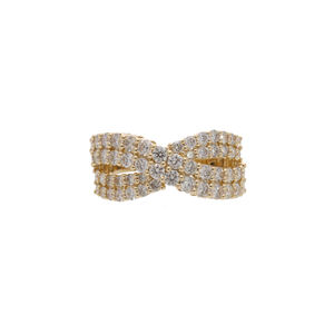Elegante Anillo de Oro de 14K con Baño de Rodio y Diamantes Naturales de Varias Hileras, Diseño de Infinito y Cinta Cruzada, Anillo de Aniversario Estilizado y Llamativo - Product Image 3