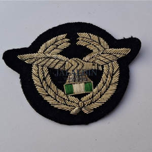 Handmade Embroidered Silver Bullion Wire Air Lines <b>Cap</b> Badge 3D Design Customized Fabric (Canvas) for Uniforms Premium Quality - Product Image 5