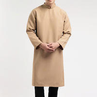 TST 19194.1 AO DAI moderne pour homme, tissu en toile texturée de qualité supérieure, coupe décontractée, long design traditionnel vietnamien