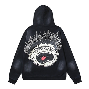 Conjunto de pantalones de chándal y Sudadera con capucha de gran tamaño boxy de algodón 100% g/m2 para hombre, tejido de punto con patrón 3D lavado ácido vintage desgastado - Product Image 1