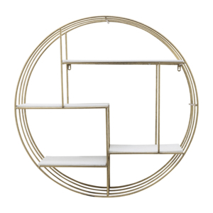 Mensola da parete geometrica in metallo bianco e oro, 32 pollici, a quattro livelli, per esposizione e conservazione, per decorazioni per la casa - Product Image 1