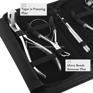 La trousse à outils d'extension de cheveux en argent en gros comprend une pince à sertir et à enlever les microbilles, ainsi que 2 doigts de séparation et 1 ciseaux - Product Image 3