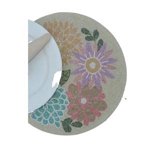 Customized Design Color Embroidered <b>Glass</b> Beads Placemats Direct Factory Sale From India Wholesale Price Low MOQ Best Quality - Product Image 3