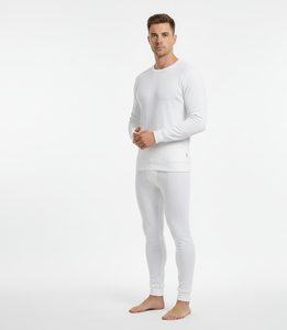 Polar Frame White <b>Men</b> <b>Thermal</b> Suit Full Sleeve Soft Warm Breathable Fabric Engineered for Stable Winter Comfort - Product Image 2