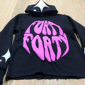 ขายส่งเสื้อสเวตเตอร์ Hoodies พิมพ์แบบกําหนดเองขนาดใหญ่ตัดดิบ Hem Street เสื้อฮู้ดพัฟผู้ชาย - Product Image 1