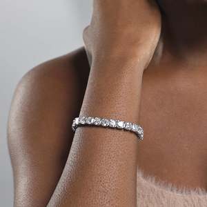 Diseño clásico de alta gama de lujo cojín corte laboratorio diamantes tachonado 14K 18K oro blanco Royal tenis cadena pulseras para ella a granel OEM - Product Image 3