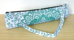 Bolsa de Viaje de Lujo con Diseño de Mandala Verde y Blanco Vintage Indio, Bolsa de Yoga Acolchada de Algodón, Ligera, con Correa para el Hombro y Cremallera - Product Image 3