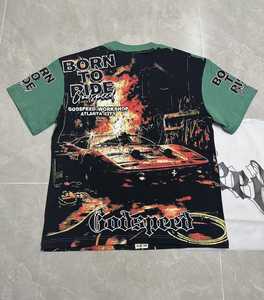 OEM Full Printed Back-Front <b>Men</b> T-Shirts High Street Style High Quality Organic <b>Cropped</b> Cotton T-Shirt Luxury Brand <b>Top</b> Quality - Product Image 2