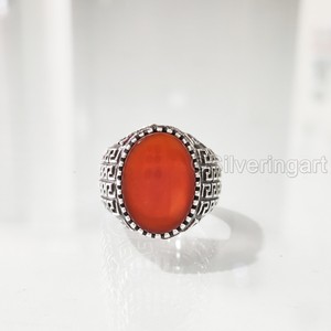 Bague en argent sterling 925 pour homme, pierre précieuse onyx rouge naturel, pierre de naissance de décembre, toutes tailles, bijoux arabes orientaux, vente en gros - Product Image 3