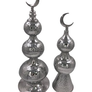 Décoration moderne du Ramadan en métal martelé plaqué or avec croissant de lune Dessus de table islamique pour la décoration de la maison et l'affichage festif de l'Aïd - Product Image 5