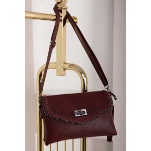 Bolso de Mano y Hombro con Solapa de Punto Borgoña, Estilo Japonés Vintage, Correa de Cuero Genuino, Bohemio, para Verano e Invierno - Product Image 1