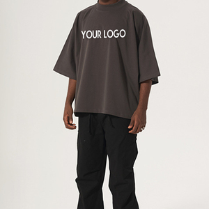 Logo personnalisé 300G pur coton petit t-shirt lourd hommes Hip Hop Boxy Fit blanc surdimensionné t-shirt court pour hommes - Product Image 1