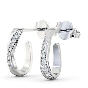 Pendientes clásicos chapados en rodio de oro sólido de 14K y 18K con certificación IGI para mujer, joyería fina, aro de diamante blanco cultivado en laboratorio pavimentado - Product Image 6