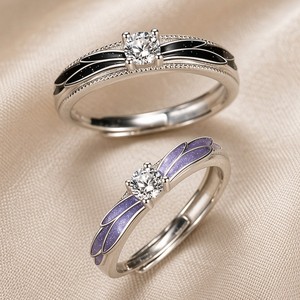 Anello Aperto a Forma di Ali d'Angelo per Coppie, Regalo Romantico di San Valentino con Design Regolabile alla Moda - Product Image 1