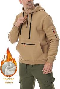 เสื้อฮู้ดสวมหัวขนแกะแขนยาวสำหรับผู้ชายซิปแบบสวมหัวมีกระเป๋า - Product Image 6