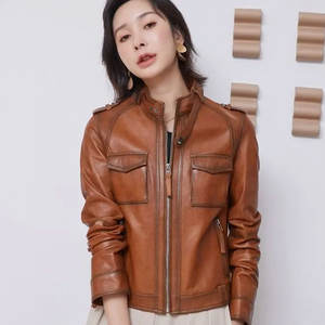 Chaqueta de Cuero para Mujer de Nuevo Diseño, Chaqueta de Cuero de Color Sólido para Mujer, Chaqueta de Cuero para Mujer de Estilo Urbano - Product Image 3