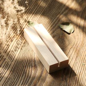 Custom Logo Engraved Minimalist Design Eco-Friendly Wooden Business <b>Card</b> Holder Slot Natural Wood Desk <b>Stand</b> for Branding - Product Image 1