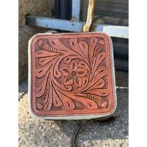 Tooled Leather Cowhide Jewelry Box-Square <b>Storage</b> Display Case for <b>Rings</b> Necklaces More - Product Image 3