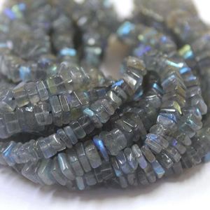 Perles Heishi lisses en Labradorite de feu bleu naturel 5-5.5 MM taille carrée pierres précieuses en vrac en gros - Product Image 3