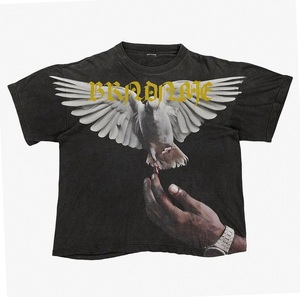 Personnalisé Hommes 100% Coton Imprimé Surdimensionné Vintage T-Shirt Style Hip Hop O-cou Lourd Poids Court Longueur Impression Numérique - Product Image 1
