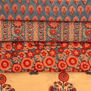 Tissu en coton cambre imprimé au bloc 68x68, écologique et durable, motif traditionnel Jaipuri, pour la décoration intérieure, l'artisanat, les sacs, les rideaux et les vêtements pour garçons - Product Image 5