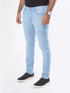 Jeans en denim bleu uni extensible sur mesure Coupe ajustée Respirant Écologique Vente en gros Vêtements de sport décontractés personnalisables - Product Image 4