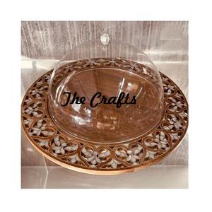 Trending Design Superior Quality Customizable Food Serving Platter with Wooden and <b>Glass</b> <b>Domes</b> for Home & Hotel Use - Product Image 3