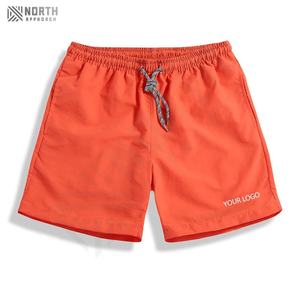 Shorts de bain décontractés pour hommes, couleur unie, vêtements de plage, short respirant en polyester tissé, logo personnalisé, vente en gros, été pour hommes - Product Image 2