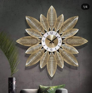 Reloj de pared de malla metálica al por mayor, reloj de pared decorativo con diseño de hojas para el hogar, hotel, tamaño personalizable, estilo moderno - Product Image 3