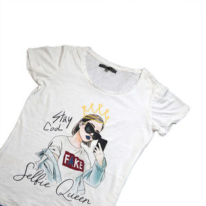 T-shirt pour femme de qualité supérieure, confortable, coupe classique, écologique, 100% coton, anti-boulochage, broderie personnalisable, décharge - Product Image 6